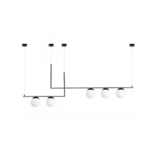Lustre Pendente Retang. Preto Vidro Branco 5xG9 Ø12cm - Old Artisan Pd5408