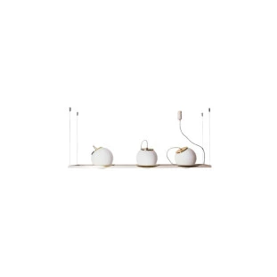Pendente Slide Branco e Dourado por Waldir Junior - Alumínio e vidro 3xE27 20cm - Padrão site-Decor Lumen