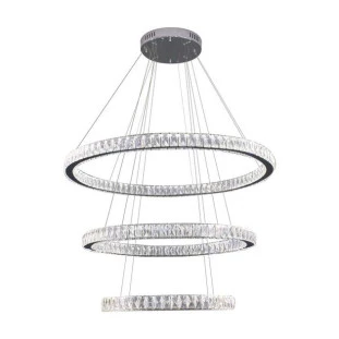 Pendente Aliança LED Cristal Cromado 59w 3000K - Capa - Decor Lumen