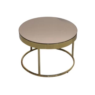 Mesa de Centro Florença Decorativa em Aço Inox Gold e Vidro Amendoa 70cm-Bel Metais-Padrão Capa Site-Decor Lumen 