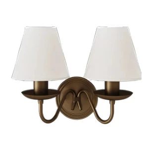 Arandela Dupla Marrom Linha Belga 2XE27 33X21,6X27,6cm Cúpula Branca - Foco Metallo