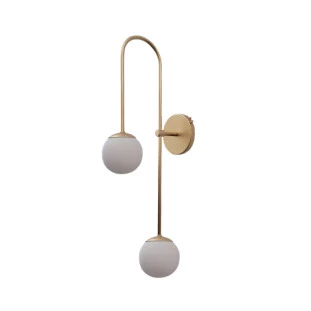 Arandela Curva Dourado Jateado com Globo Branco