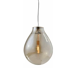 Pendente Caju Vidro Conhaque e Metal Bronze - Bella Iluminação