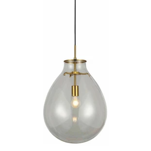 Pendente Caju Vidro Transparente e Metal Dourado 1xE27 - Bella Iluminação