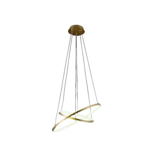 Pendente Dois Aros Metal e Silicone Dourado Fosco  LED 3000K (Branco Quente)  Ø40/Ø60cm - Sindora  DCD015004
