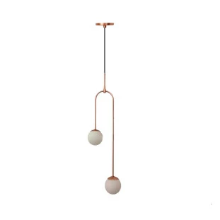 Pendente Cobre Rose com Globo Branco 2xG9 - Dual ID200