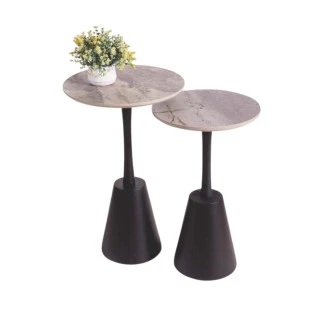 Conjunto Mesa Lateral Form Laminado Nature e Haste Fendi Sem Vidro ø45x64cm Adorno Gota Fendi - Portal Decor