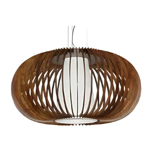 Pendente Imbuia Ripado Linha Slats 1xE27 28x50cm - Fox Lustres - Capa - Decor Lumen