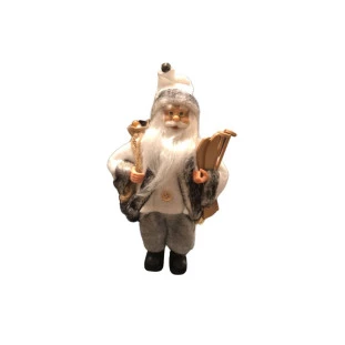Papai Noel Branco e Cinza Florarte 30cm-Decor Lumen