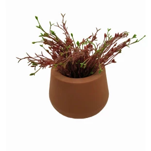 Cachepot Vermelho de Acrílico com Plantinhas Artificiais