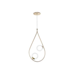 Pendente Haste Esfera Dourado Metal e Vidro - Old Artisan 