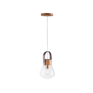 Pendente Lampadari 1xE27 Madeira e Vidro - Madelustre 