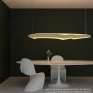 Pendente Horizon 180x19cm LED 83W 2700K Bivolt - Accord 1472.18 (18 Nogueira) Decor Lumen  ambiente instalado