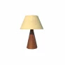 Abajur Facetado 58xØ40cm Madeira e Tecido -Decor Lumen