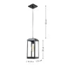 Pendente em Alumínio e Vidro Preto 1xE27 28 cm Linha Shine - Ideal 781VT-PT - Dimensões - Decor Lumen