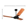 Ventilador de teto New Delta Max 127v Preto/Mad 3 hélices 95cm- Venti Delta 8-Medidas-Decor Lumen 