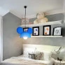Luminária Pendente Orelha Mickey Azul (Ambientada)- Decor Lumen