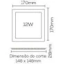 Painel Led 12w 6000k Embutido Slim Quadrado Le-4602