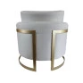 Poltrona Malbec Aço Inox 82cm Linho Perolado- Bel Metais- Costas-Decor Lumen 