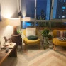 bajur Cônico 58xØ40cm Madeira e Tecido- Decor Lumen