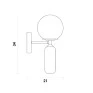 Arandela Bronze/Branco Metal e Vidro Linha Cuíca 1xE27 - Bella HL016 - Dimensões - Decor Lumen