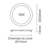 Painel LED Slim Redondo Branco 18W 120º 3000K - Evoled LE-4613 - Dimensões-Decor Lumen